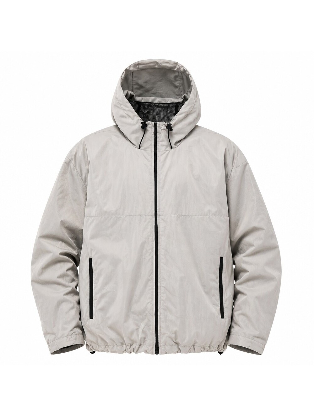 Nautica Men's Light Gray Hooded Windbreaker Jacket Size L